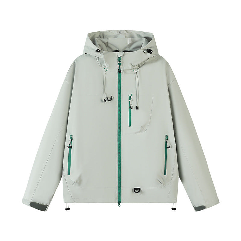 Herren technische Outdoor-Jacke mit verstellbarem Kapuzendesign und zahlreichen Reißverschlusstaschen R&B
