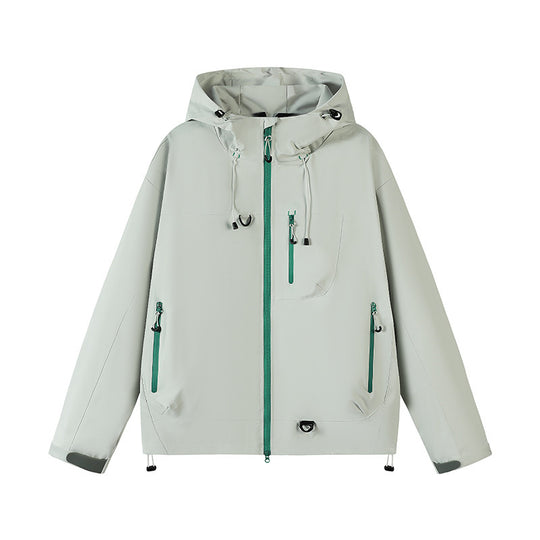 Herren technische Outdoor-Jacke mit verstellbarem Kapuzendesign und zahlreichen Reißverschlusstaschen R&B