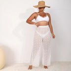 Damen luftige Strandhose mit voluminösen Pompom-Applikationen R&B