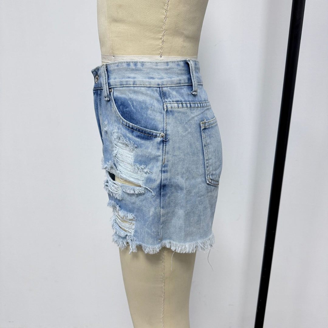 Damen Destroyed Denim-Shorts im lässigen Stil R&B