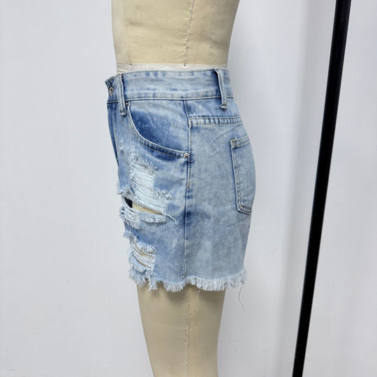 Damen Destroyed Denim-Shorts im lässigen Stil R&B