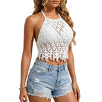 Damen Häkelcroptop mit fransigen Akzenten R&B