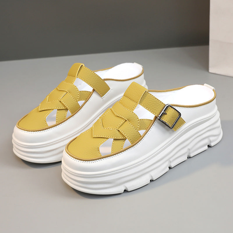 Damen Platform Mules mit modischem Schnallen-Design und atmungsaktivem Obermaterial R&B