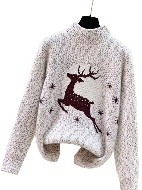Damen Kuscheliger Rollkragenpullover mit festlichem Rentierdesign R&B
