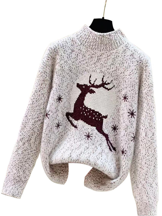 Damen Kuscheliger Rollkragenpullover mit festlichem Rentierdesign R&B