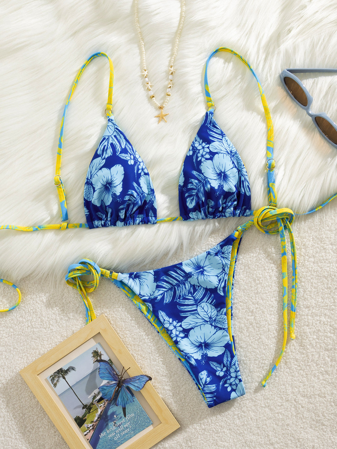 Damen Triangel-Bikini mit floralen Mustern R&B