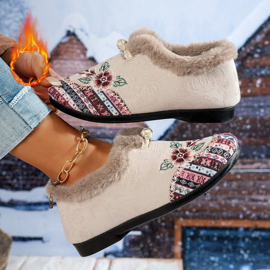Damen Hausschuhe mit weichem Futter und modischem Flower-Design R&B