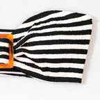 Damen Bandeau-Bikini mit gestreiftem Design und modischer Schnalle