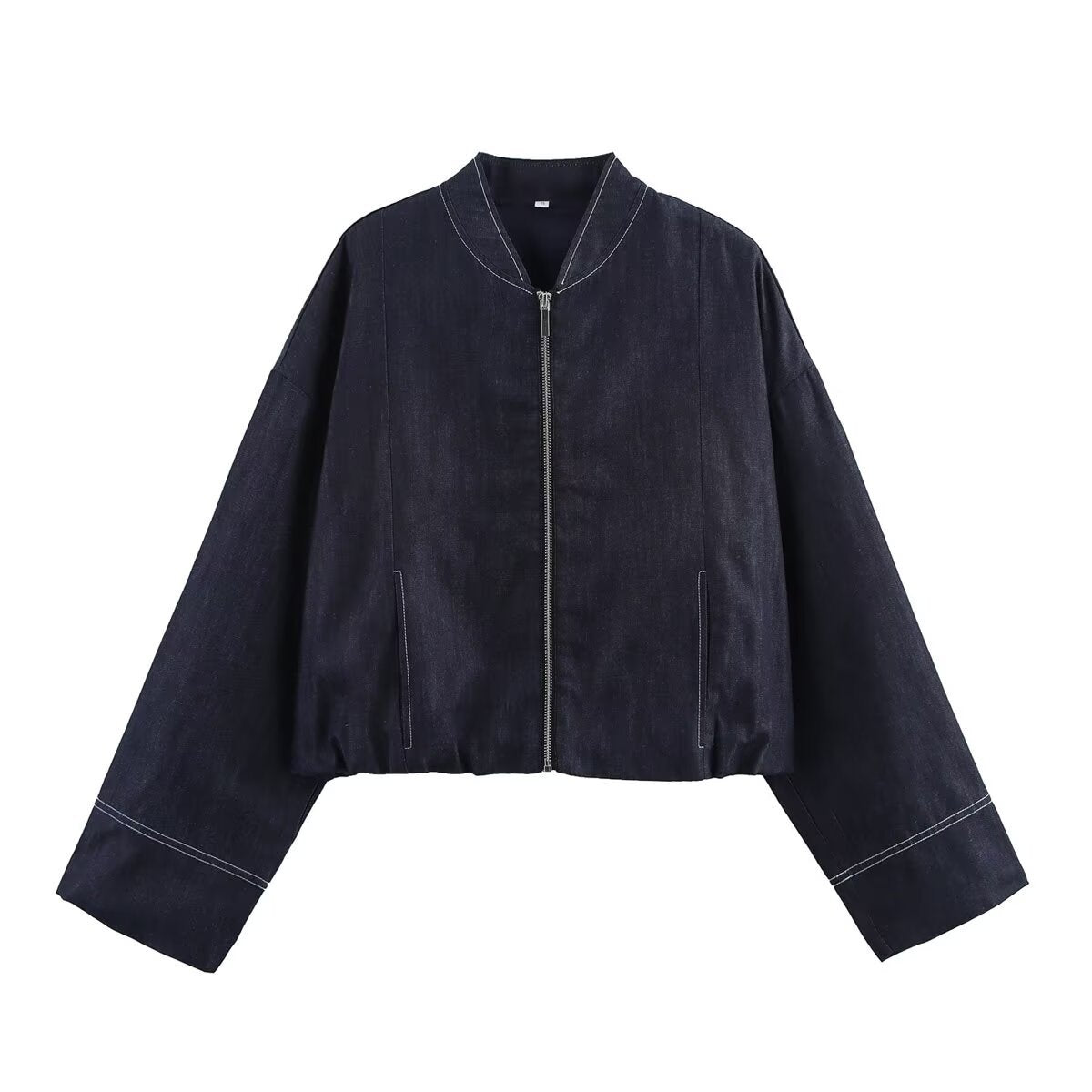 Damen cropped Denim-Jacke im lässigen Blouson-Stil mit Reißverschluss R&B
