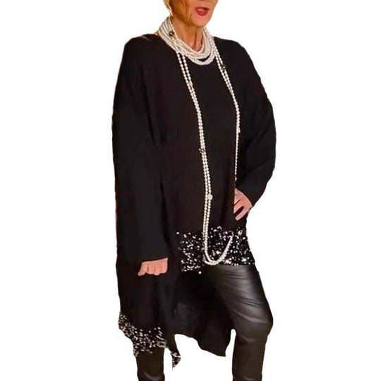 Damen Elegantes und fließendes asymmetrisches Strickoberteil R&B