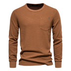 Herren Langarmshirt mit modularem Waffelstruktur und praktischer Brusttasche