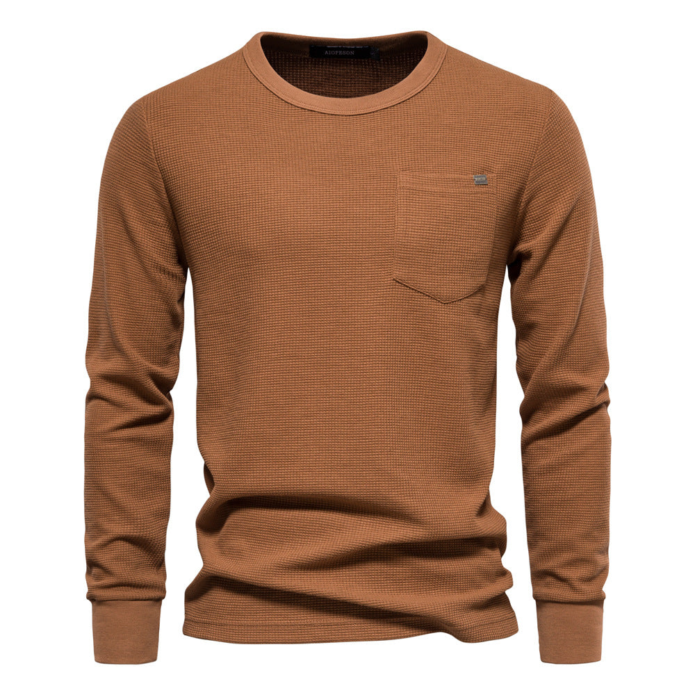 Herren Langarmshirt mit modularem Waffelstruktur und praktischer Brusttasche