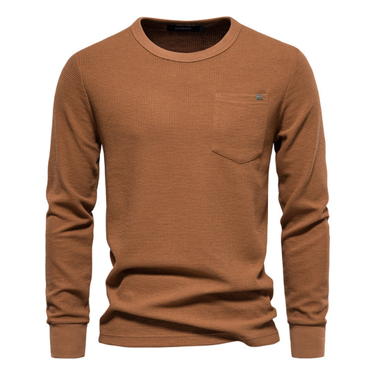 Herren Langarmshirt mit modularem Waffelstruktur und praktischer Brusttasche R&B