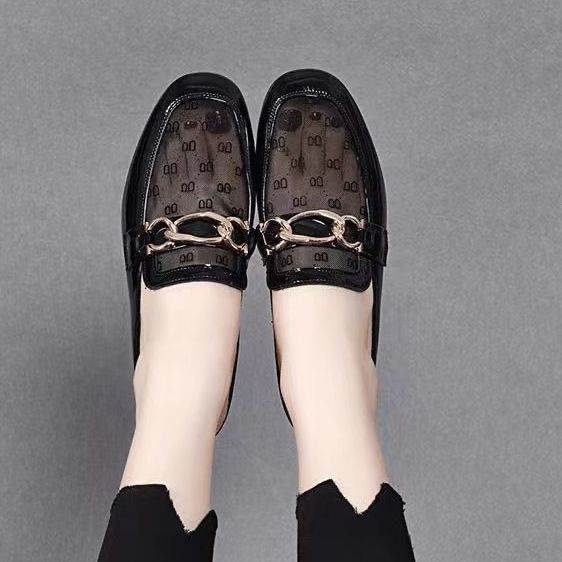 Damen elegante Mules mit transparentem Obermaterial und gildenen Akzenten R&B