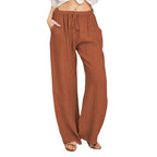Damen nan weite Leinenhose mit elastischem Bund und Tunnelzug R&B