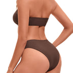Damen Triangel-Bikini mit eleganten Goldakzenten und hohem Beinausschnitt R&B