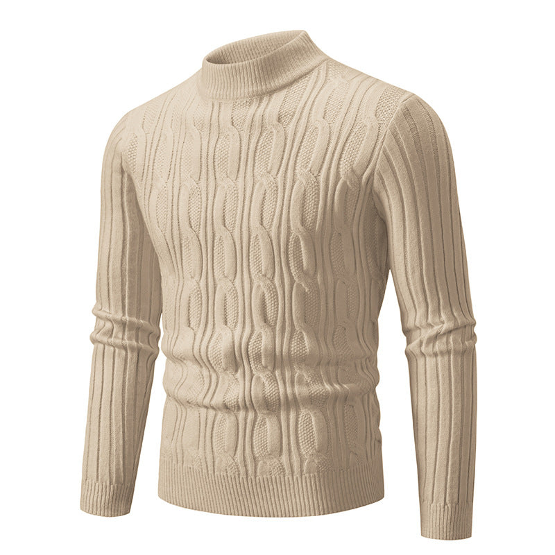Herren Rollkragenpullover aus hochwertiger Baumwolle mit Zopfmuster R&B