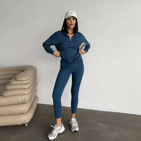 Damen Sportlicher Hoodie mit Stehkragen R&B
