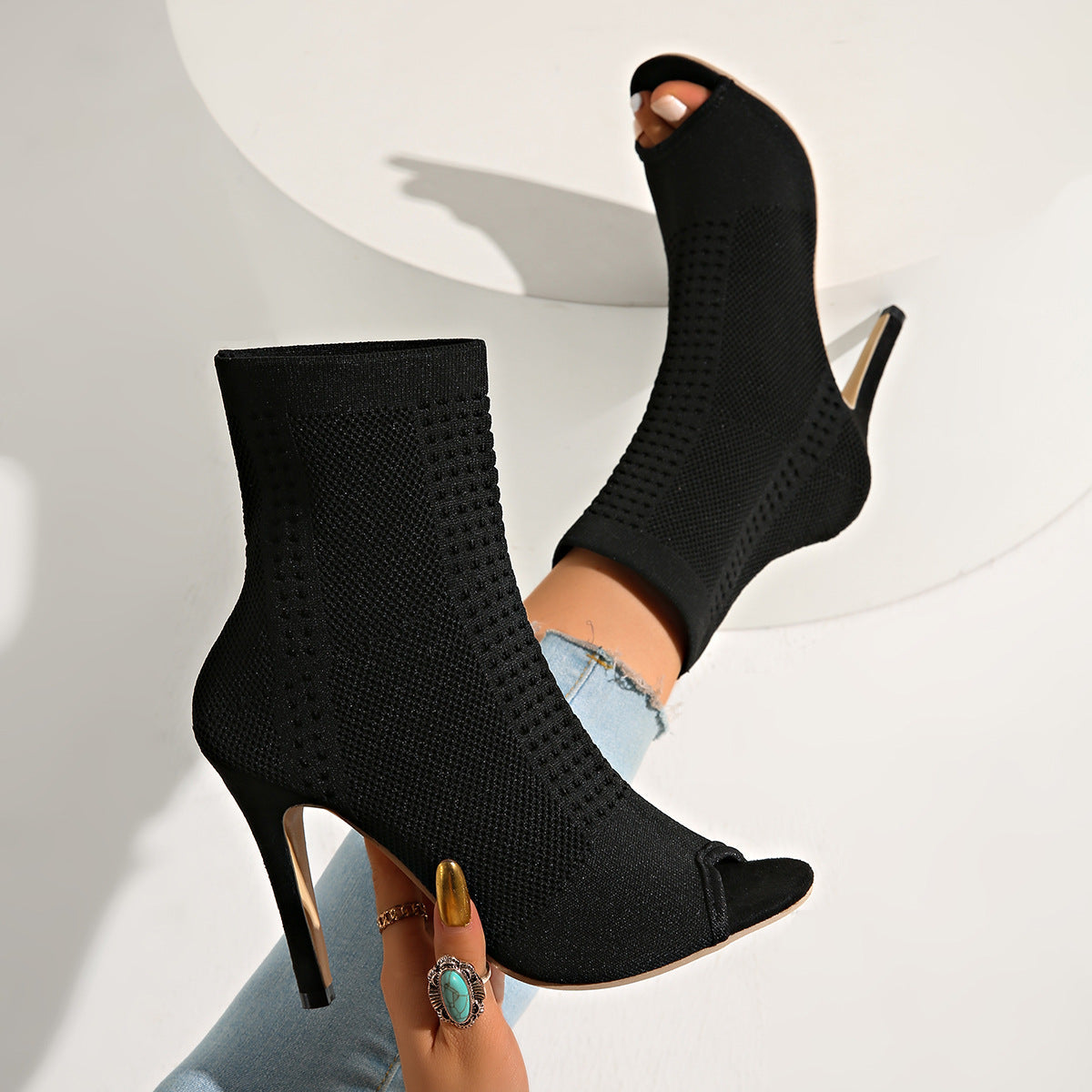 Damen High-Heels mit atemberaubendem netzartigem Obermaterial und elegantem Peep-Toe R&B