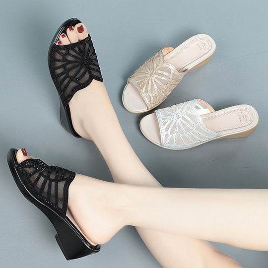 Damen Elegante Sandalen mit modischem Strassdesign und komfortablem Blockabsatz R&B