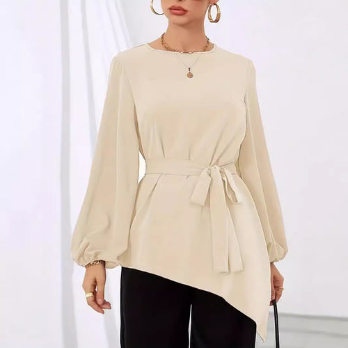Damen Elegantes Wickelbluse mit langen Ärmeln R&B