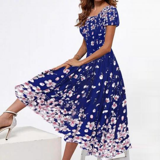 Damen Elegantes Midi-Kleid mit floralem Druck und schwingendem Saum R&B