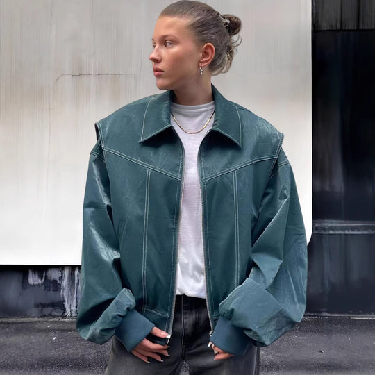 Damen lässige Oversized-Bomberjacke R&B