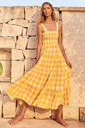 Damen Maxikleid mit kariertem Design und eleganter, fließender Schnittführung R&B