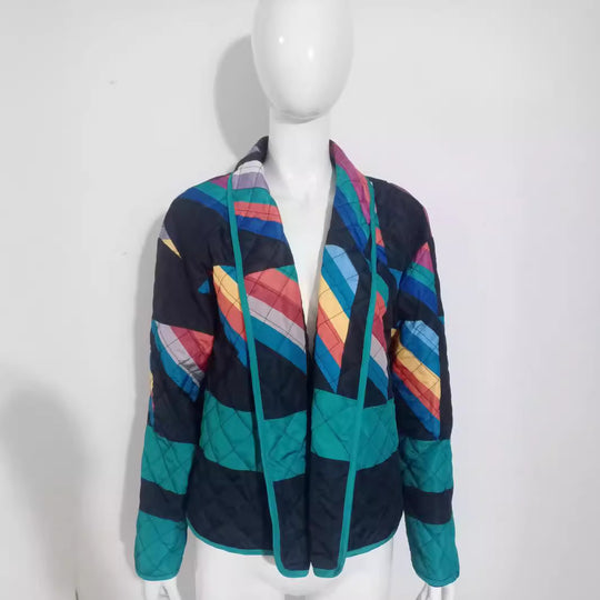 Damen Steppjacke mit buntem geometrischen Muster R&B