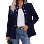 Damen elegante kurzärmelige Blazer mit dekorativen Knöpfen