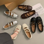Damen Ballerina-Pumps mit dekorativen Riemchen und komfortablem Fußbett R&B
