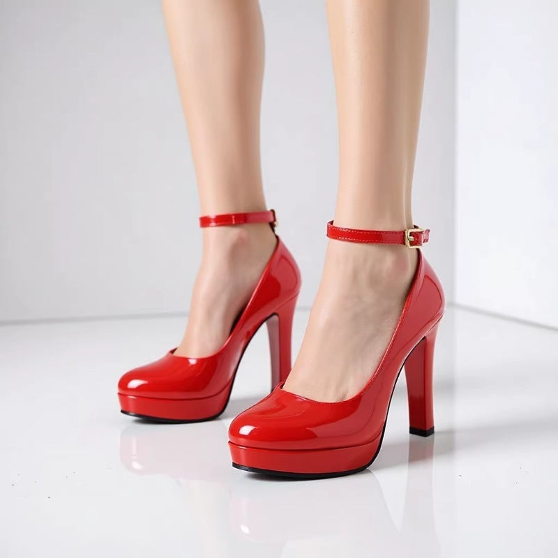 Damen Elegante Blockabsatz-Pumps mit schickem Riemchen R&B
