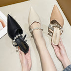 Damen Elegante Slingback-Pumps mit Perlenschmuck EB