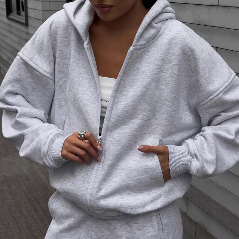 Damen lässiges Kapuzensweatshirt und weite Jogginghose-Set R&B