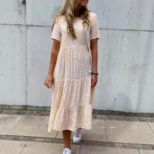 Damen Maxikleid mit floralen Mustern Heidi-Mode
