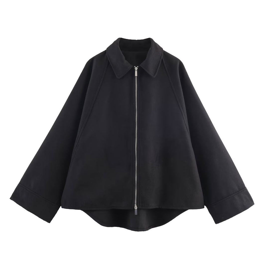 Damen minimalistische Übergangsjacke mit hohem Kragen R&B