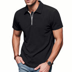 Herren Kurzarm Poloshirt mit Reißverschluss und strukturiertem Design R&B