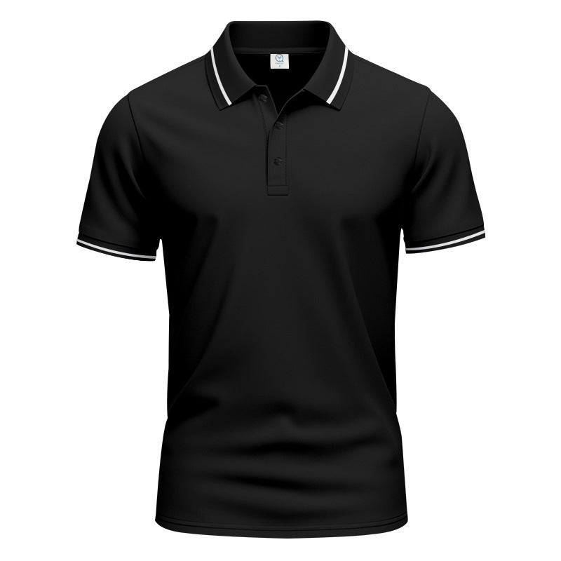 Herren nan atmungsaktives Interlock-Poloshirt mit Kontrast-Tipping, kurzer Knopfleiste und schmaler Silhouette R&B