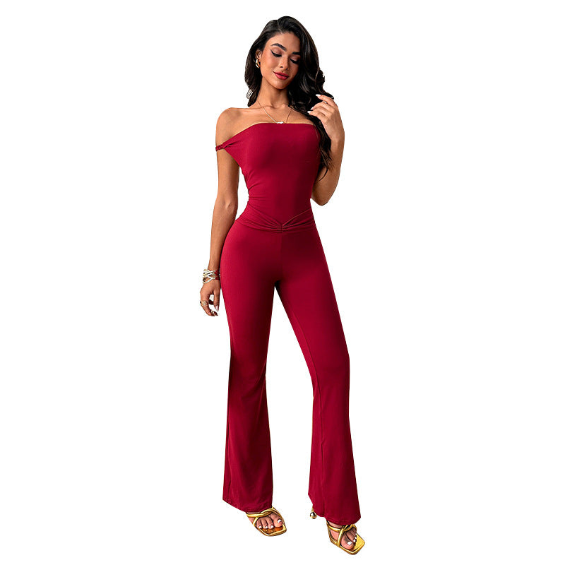 Damen eleganter Off-Shoulder-Jumpsuit mit figurbetontem Design