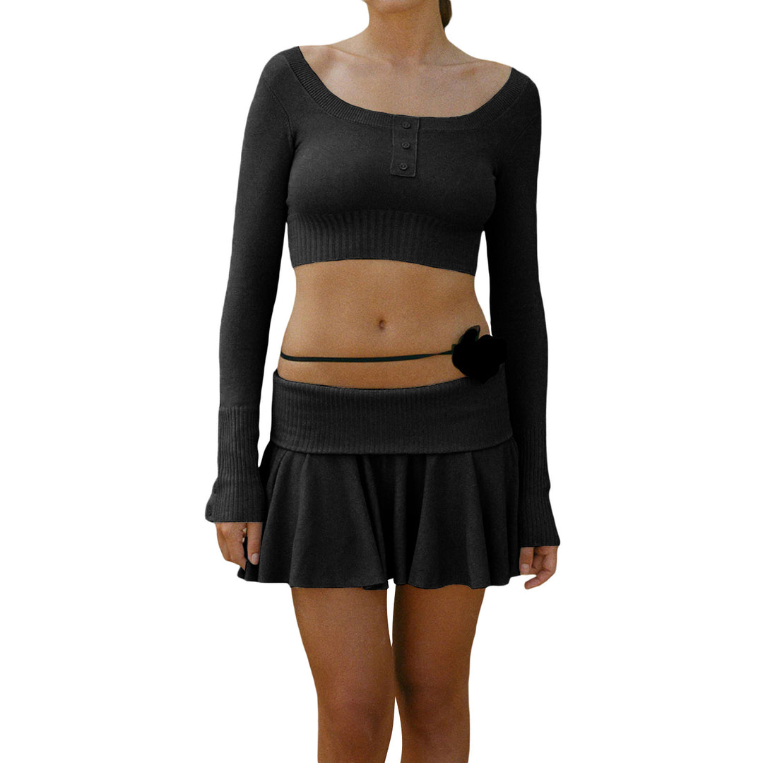 Damen Crop-Top und Rock Set mit raffiniertem Bund R&B