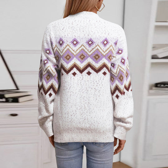 Damen Strickpullover mit geometrischem Muster R&B