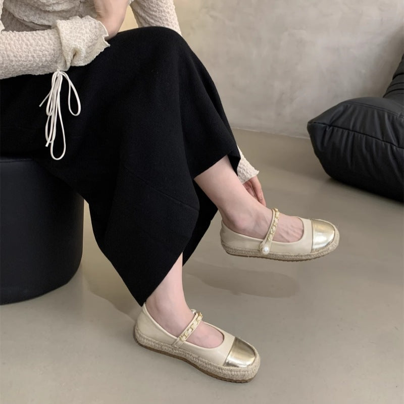 Damen Ballerinas mit dekorativem Kettenriemen und Perlenakzent R&B