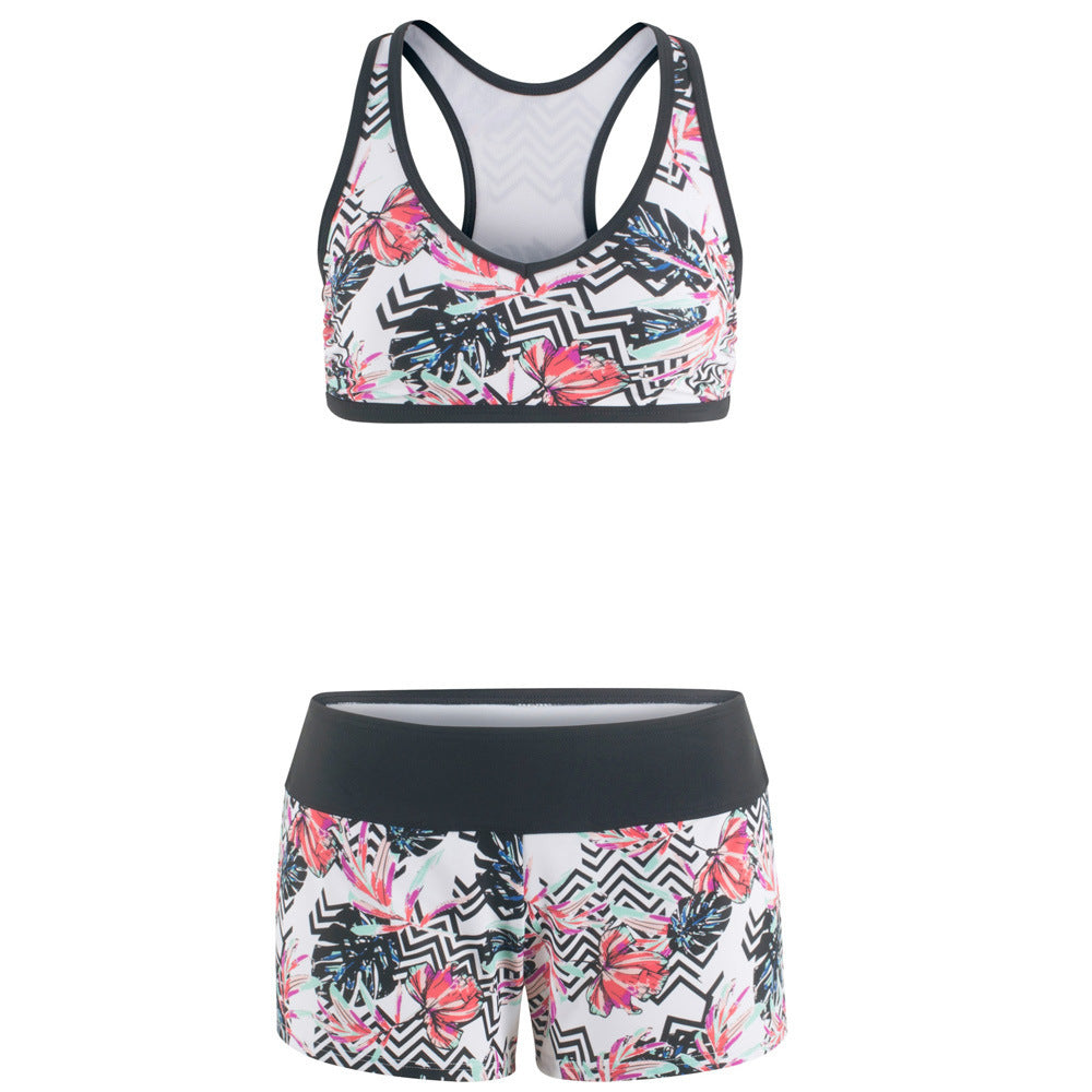 Damen Sportliches Bikini-Set mit kurzer Hose und innovativem Muster R&B