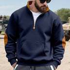 Herren Hochwertiger Stehkragenpullover aus atmungsaktivem Material mit Reißverschluss und Kontrastakzenten R&B