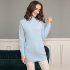 Damen Grobstrick Kleid mit hohem Kragen und weitem Schnitt