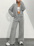 Damen lässiger Sweat-Anzug mit komfortablem Schnitt und praktischen Taschen