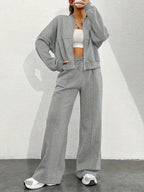 Damen lässiger Sweat-Anzug mit komfortablem Schnitt und praktischen Taschen