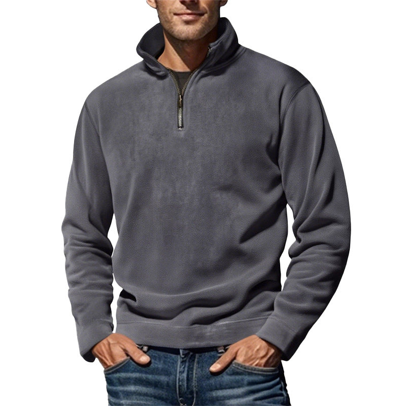 Herren Thermo-Fleecejacke mit Hochkragen und dekorativem Reißverschluss R&B