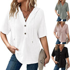 Damen modisches Hoodie-Oberteil mit Knopfleiste und lässigem Schnitt R&B