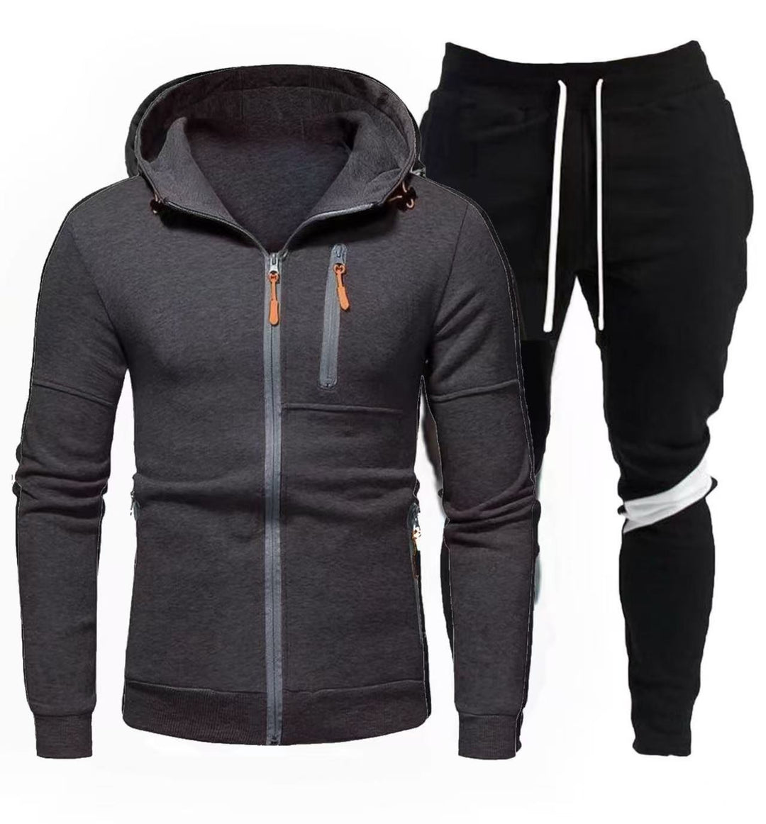 Herren sportliche Kapuzenjacke mit praktischem Reißverschluss und Jogginghose R&B